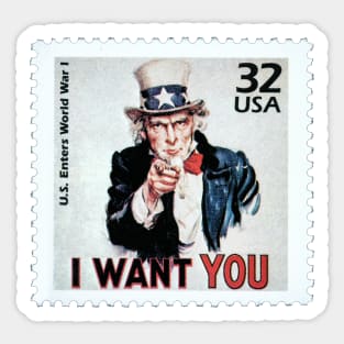 Uncle Sam "I Want You" Postage Stamp Sticker